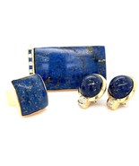 14K Yellow Gold Lapis Lazuli, Diamond, and Sapphire Jewelry Suite - $4,533.18