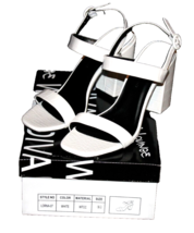 Women&#39;s Wild Diva Lounge Lorna Sandal White Block Heel Ankle Buckle Size 8.5 NEW - £17.69 GBP