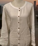 New Joan Rivers Plus Size Cotton Gauze Button-Up  Shirt 3X - $44.49 CAD