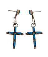 Zuni Turquoise Cross Dangle Stud Earrings - $68.59