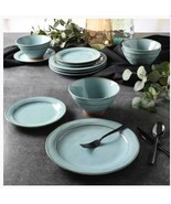 Gibson Elite Terranea Teal Reactive Glaze Terracotta Dinnerware Set - 12... - $736.08 MXN