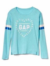 New Gap Kids Girls Long Sleeve Heart Graphic Aqua Blue Crew Neck T-shirt... - £14.16 GBP