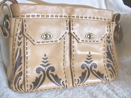 Vintage Hand Tooled Shoulder Purse/Soft Beige Leather/Tandy Kit - $45.50