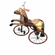 Vintage Wooden Horse Tricycle hand Painted pony glass eyes rustic - $395.95