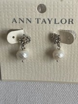 Ann Taylor Dangle Cultured PEARL Crystal Drop earrings NEW Bridal Elegant - £7.46 GBP