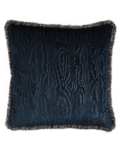 Sferra Abbey Midnight Blue Velvet Pillow Decorative Fringed Square 18&quot; Italy NEW - £41.56 GBP