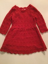 Christmas Size 2T Cat &amp; Jack dress sweater crochet holiday  long sleeve red - £11.80 GBP