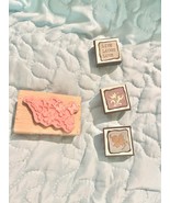 Lot Of 4 Rubber Stamps Live Laugh Love Floral With Small Ink 1-2 Inch - $187.21 MXN