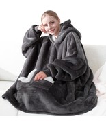 Wearable Blanket Hoodie Oversized Sherpa Fleece Sweatshirt Blanket with ... - $69.80