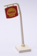 Lego Vintage Gas Station Sign Pole White Printed SHELL Logo Red Yellow - $335.70 MXN