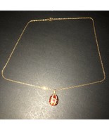 Joan Rivers Gold Tone Chain With Red Enamel And White Crystal Egg - £23.31 GBP