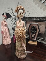 Halloween Shabby Chic Day of the Dead Bride Pink Gold Figurine Statue  14&quot; New - £31.64 GBP