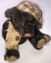 Dan Dee Collectors Choice Plush Brown Bear with Nightcap Glasses and Scarf 9” - £15.92 GBP