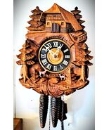 Antique Little Elks &amp; Mountains Pine Trees 1 Day Cuckoo Clock - $167.31