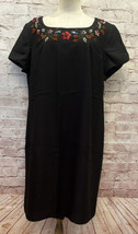 Virgo Dress Womens 18P Petite Vintage Black NEW Beaded Short Sleeve Floral - $39.00