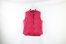 Vtg J Crew Womens Medium Blank Full Button Zip Down Insulated Puffer Vest Jacket - $49.45