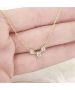 0.50Ct Lab Created Round Diamond Women&#39;s Station Necklace 14K Yellow Gol... - $213.51 CAD