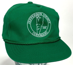Vtg Jefferson County Colorado Hat-1861-Rope Bill-Green-Snapback-Trucker Cap - £18.47 GBP
