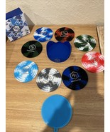 Set of 8 Silicone Mulitcolor Coasters W Blue Coaster Holder &amp; Silicone S... - £11.66 GBP