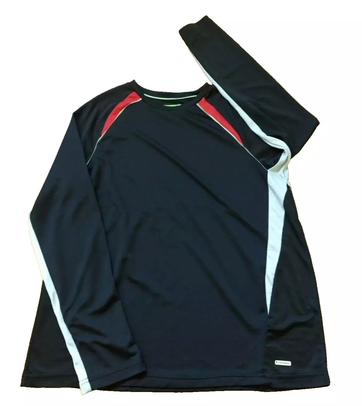TEK GEAR PERFORMANCE Men&#39;s Long Sleeve T-Shirt 100% Polyester Black Sz XL - $20.50 CAD