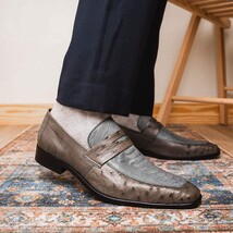 Marco Di Milano genuine ostrich leg and ostrich quill Shoes Fangio Serpentine Gr image 11