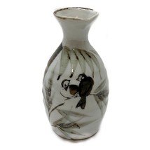 Mashiko Bamboo Love Birds Sake Bottle Ceramic Asian Japan Vintage 6 oz - $19.77