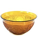 Anchor Hocking Tiara Amber Glass Salad Bowl Flower And Vines Pattern 9” ... - $28.74 CAD