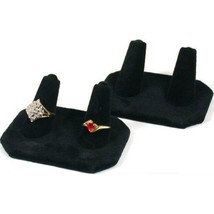 2 Displays Double Ring Black Velvet Jewelry Showcase - £7.23 GBP