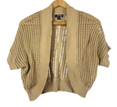 Apt 9 Sweater Shrug Bolero Crochet Open Knit Tan Beige Medium Y2K Boho F... - $39.73