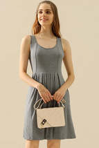 Doublju Full Size Round Neck Ruched Sleeveless Dress with Pockets - $16.19