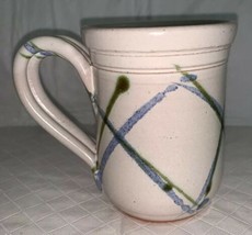 Handmade Pottery Art Coffee Cup/Mug Blue Green Design Glazed Stone Finis... - $11.99