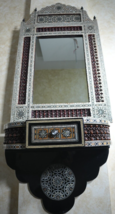Antique Egyptian Carved Wood Wall Shelf Mirror Console Mother of Pearl I... - €773,11 EUR