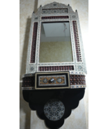 Antique Egyptian Carved Wood Wall Shelf Mirror Console Mother of Pearl I... - €773,11 EUR