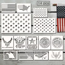 14 Pcs American Flag Stencil Templates &amp; Star Stencil &amp; Navy Stencil For... - £13.36 GBP