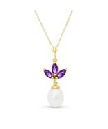 Galaxy Gold GG, 14K Solid Yellow Gold, Natural Amethyst Pendant Necklace... - $928.26