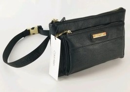 Calvin Klein Womans Leather Waist Bag Black Gold New Bag 9&quot; x 6&quot;  - £51.07 GBP