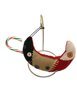 Primitive Felt Moon Shaped Button Candy Cane Holder Christmas Tree Ornament - €7,60 EUR
