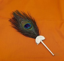 handmade Mor chhadi, with peacock feather silver pankhi silver mor chadi... - £50.63 GBP