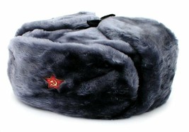 Authentisch Russisch Grau Ushanka Militär Hut Mit / Sowjet Roter Stern H... - £30.13 GBP