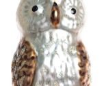 SILVER TREE 3&quot; BLOWN GLASS OWL CHRISTMAS ORNAMENT W/GLITTER DETAILING A1... - £10.13 GBP