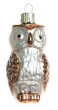 Silver Tree 3&quot; Blown Glass Owl Christmas Ornament W/GLITTER Detailing A14037 - £10.09 GBP