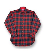 VTG 70s Pendleton Shirt Small Tartan Plaid Red Wool Button Up Made in US... - $27.47