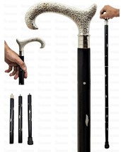 Victorian Antique Brass Head Handle Inlay Wooden Walking Stick Cane - $32.78