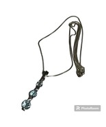 Vintage Three Stone Blue Topaz Necklace 18in - Sterling Silver - $83.18 CAD