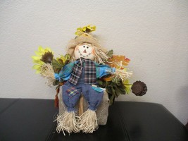 Harvest Potted Sunflower With Scarecrow Centerpiece 14&quot; Tall - £14.87 GBP