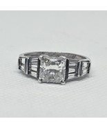 Princess Cut CZ Engagement Ring Sterling Silver OGC Size 8.5 Cubic Zirconia - $561.81 MXN