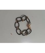 Large Link Onyx Ceramic Bracelet in 18K Gold Plated - £9.08 GBP