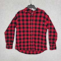 Eddie Bauer Men&#39;s Flannel Shirt Long Sleeve Red Buffalo Plaid Large - £13.62 GBP
