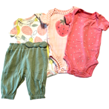 Baby Girl NewBorn Outfits 3 Short Sleeve Shirts 1 pair pants Carters - $12.86