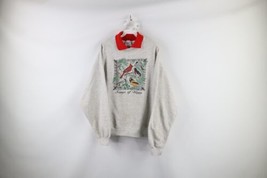 Vintage 90s Streetwear Womens 2XL Distressed Nature Birds Collared Sweat... - £38.91 GBP